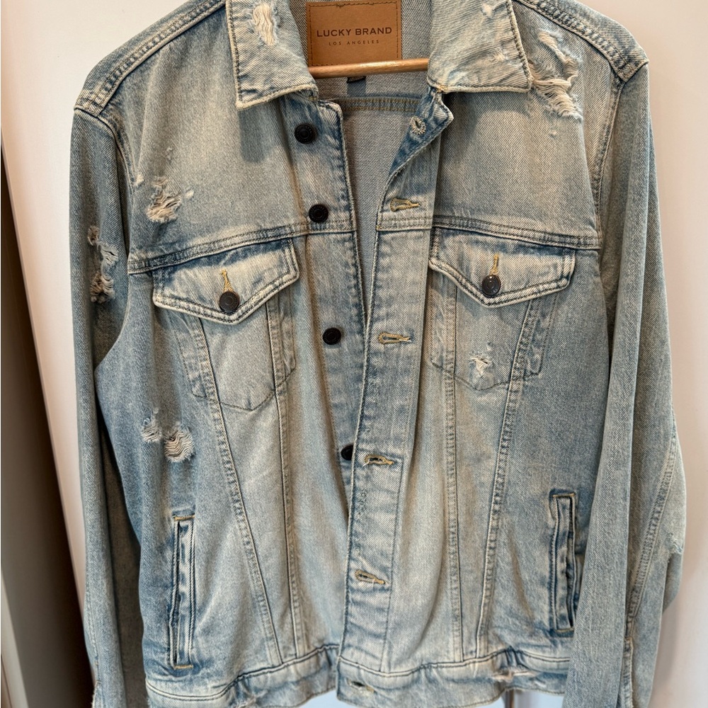 Lucky Brand Men's Distressed Denim Jacket - Light Blue